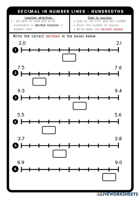 Decimals in number lines- hundredths 1372530 | Hanisah