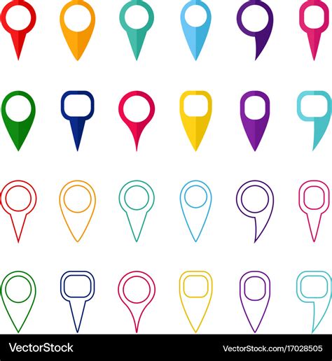 Set colored map markers and pointers Royalty Free Vector