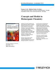 Concepts and Models in Bioinorganic Chemistry: A Comprehensive | Course ...