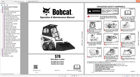 Bobcat Skid-Steer Loader S70 Operation & Maintenance Manuals