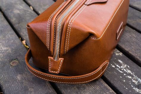 100% Handmade Leather Travel Dopp Kit - Brown - Galen Leather