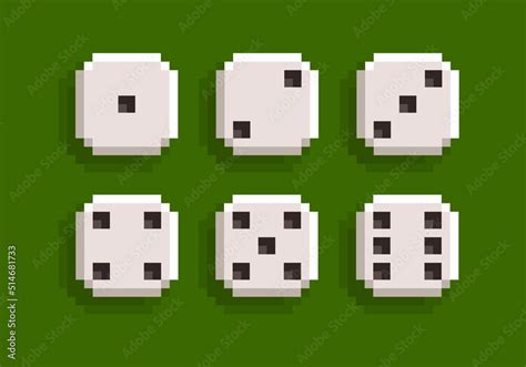 Vetor de Pixel Art Dice icon set on green Game Table. Board Game in 80s ...