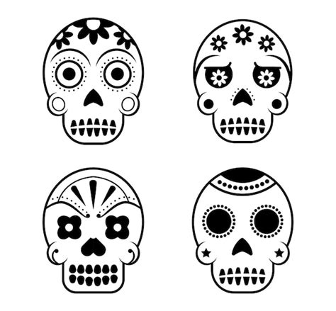 Premium Vector | Mexican sugar skull line art vector set