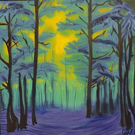 night in the forest painting | OpenArt