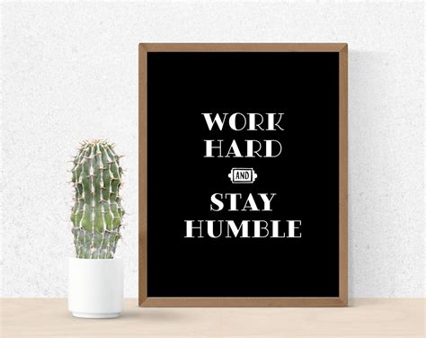 Work Hard Stay Humble Positive Quotes Art Printable - Etsy