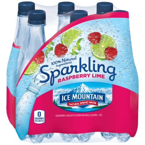 Ice Mountain Sparkling Natural Raspberry Lime Spring Bottled Water, 6 ...