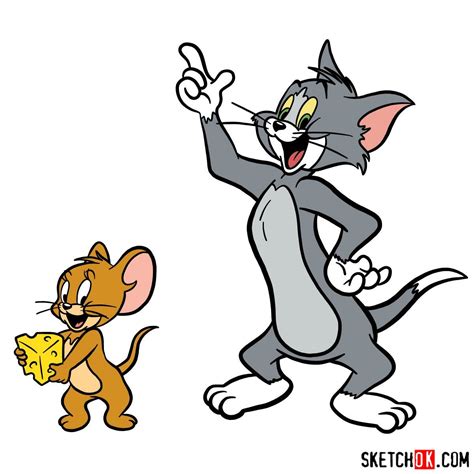 How to draw Tom and Jerry together - Sketchok easy drawing guides