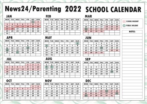 Find the 2022 school holiday calendar here | Parent24