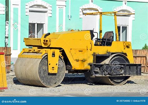 Asphalt paver stock photo. Image of road, fence, equipment - 20754082