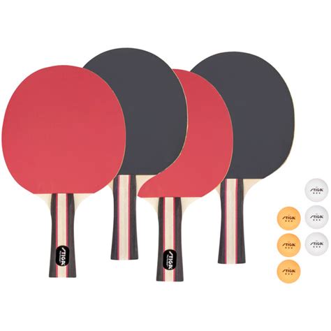 Stiga T1365 Performance Four-Player Ping Pong Paddle and Ball Set