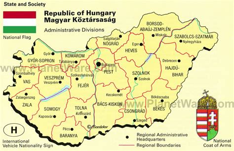 hungary | Map of Hungary - Administrative Divisions | PlanetWare | Map ...