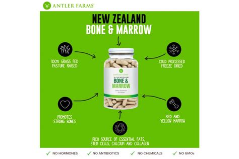 Antler Farms - 100% Pure New Zealand Bone & Marrow, 180 Capsules, 750mg ...