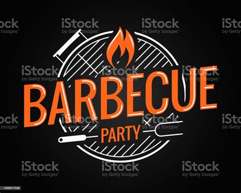 Barbecue Grill Logo On Black Background Stock Illustration - Download ...