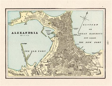 1892 Antique ALEXANDRIA EGYPT Map George Cram Atlas Map of Alexandria ...