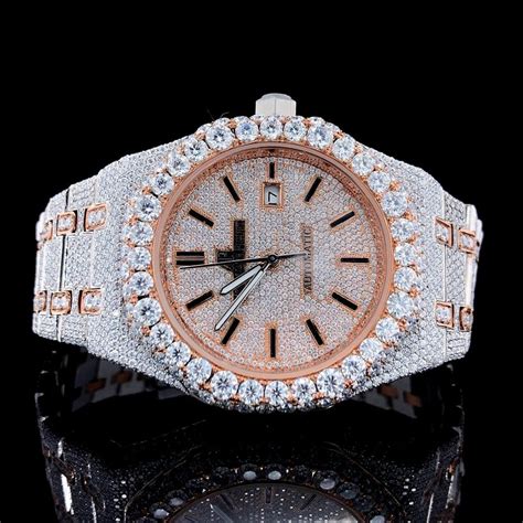 Round Real Diamond Gold Watch iced out diamond watch at Rs 125000 in Surat