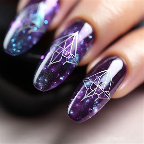 Premium AI Image | purple nails with a design of a galaxy and the stars