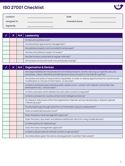 Iso 27001 Audit Checklist | Xenia Templates