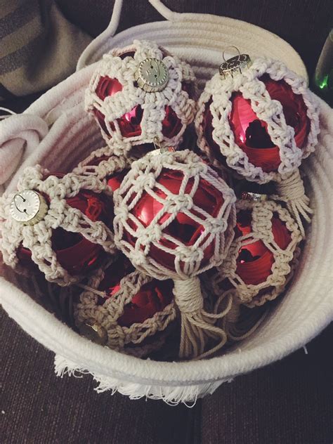 Red Macrame Christmas Ornaments by MacramadeWithLoveByH on Etsy https ...