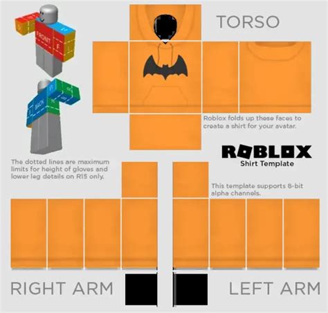 Roblox Bat Orange Hoodie Design Template | PIXLR