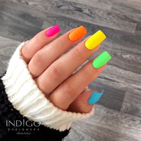 Uñas Color Neon, Neon Nail Colors, Colorful Nails, Bright Acrylic Nails ...