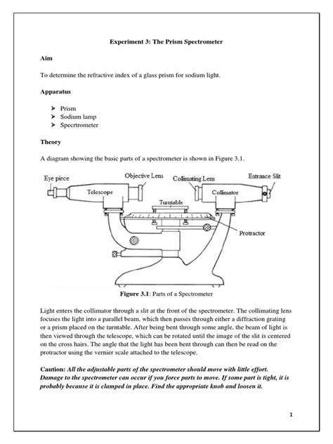 Experiment 3 - Prism Spectrometer | PDF | Prism | Refractive Index