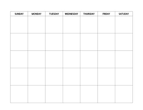 Free Printable Blank Calendar Template