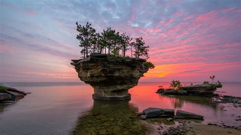 Download Cloud Horizon Lake Huron Michigan Lake Sunset Tree Nature Rock ...