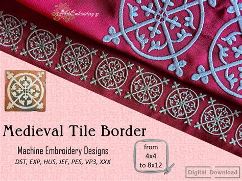 Medieval Tile Border Machine Embroidery Historical Designs - Etsy