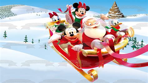 Mickey Mouse Merry Christmas Minnie Mouse Donald Duck Sleigh Daisy Duc ...