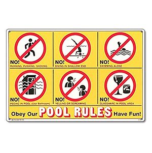 Pool Safety Sign | No Swimming, No Diving, No Running, Pool Closed