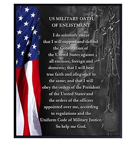 American Flag Wall Art - Military Oath of Enlistment - Patriotic Home ...