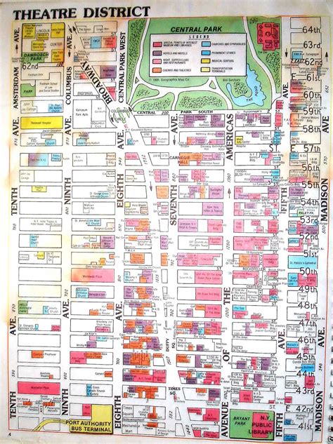 Detailed theatre district map of Manhattan. Manhattan detailed theatre ...