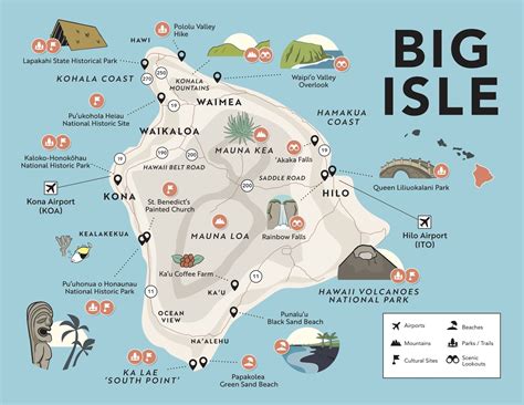 Hawaii Maps with Points of Interest, Airports and Major Attractions