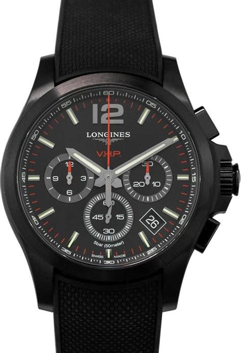 Longines Conquest VHP Chronograph Black Rubber Strap Watch 42mm ...