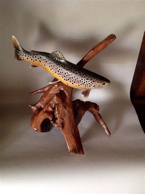 Brown trout realistic carving | Fish wood carving, Fish sculpture, Fly ...