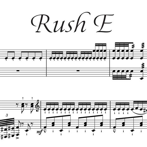 Rush E Sheet Music Full Pian Arrangement - Etsy