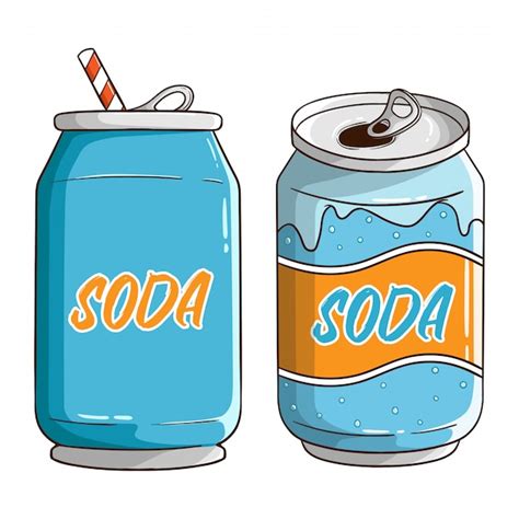 Premium Vector | Set of soda can with colored hand drawn style