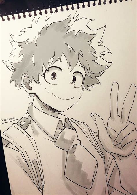 Deku Anime Sketch Deku Mha Drawings