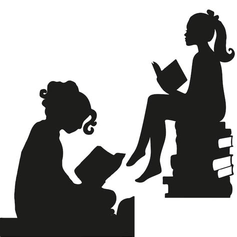 Premium Vector | Girl reading silhouette