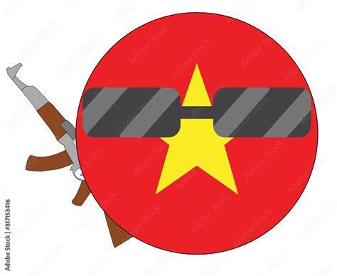 Cool Vietnam flag emoji. Round Vietnamese flag emoticon wearing ...