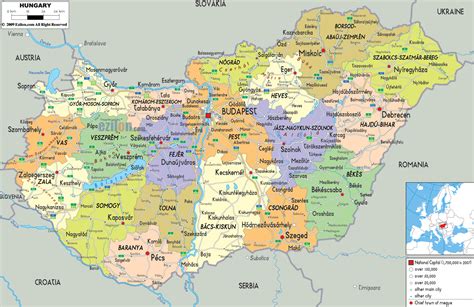 Large detailed political and administrative map of Hungary with all ...