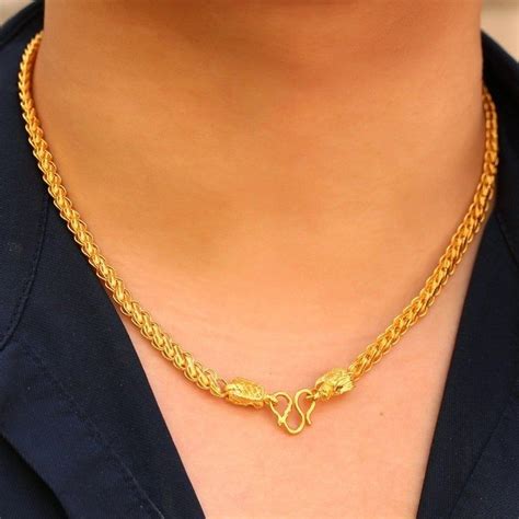 Cyber Deals Holiday Gift 24K Pure Solid Gold Necklace 36gram 19" 5 6mm ...