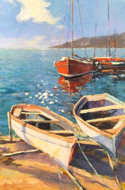 John Hammond 'The Red Boat' Painting - No Naked Walls