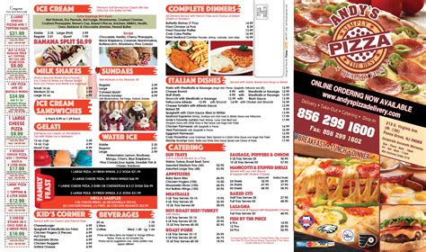 Dinner Menu | Andy's Pizza Delivery