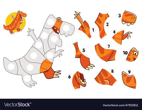 Jigsaw puzzle games with dinosaur Royalty Free Vector Image