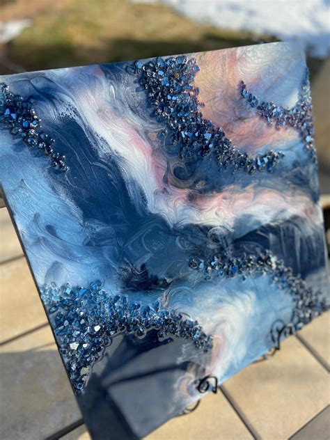 20x 20 Blue Resin Wall Art, Epoxy Resin Fluid Art, Textured Painting ...