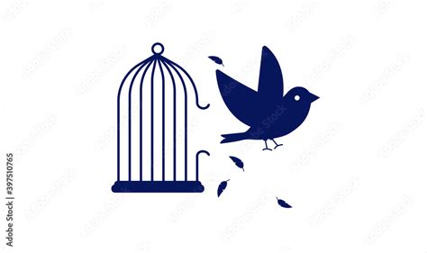 Freedom bird break out of cage vector clip art Stock Vector | Adobe Stock