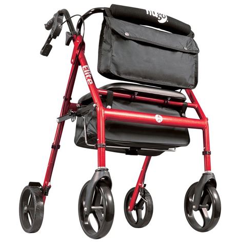 Hugo Elite Rollator Rolling Walker with Seat, Backrest and Saddle Bag ...