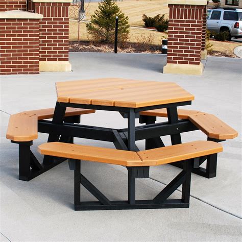 Jayhawk Plastics Hex Recycled Plastic Commercial Picnic Table - Walmart ...