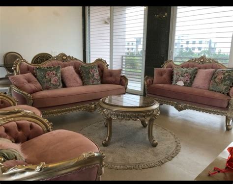 Golden 7 Seater Victorian Style Wooden Sofa Set, Velvet at Rs 170000 ...